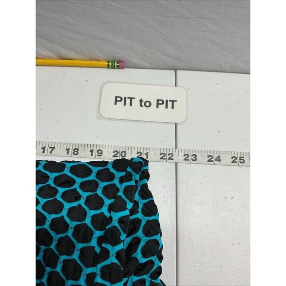 IC BY CONNIE K Black and Blue polka dot Tunic Top-Size M‎ trapeze swing long slv - Picture 6 of 10